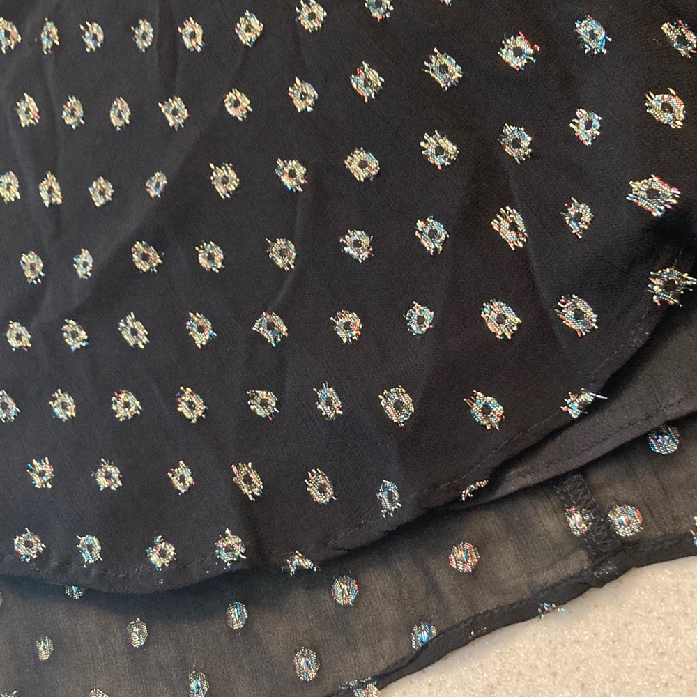 LOFT Black Blouse with Silver Sparkle Pattern Women Size Medium - Picture 9 of 11